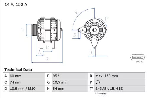 Alternator BOSCH 0 986 045 031)