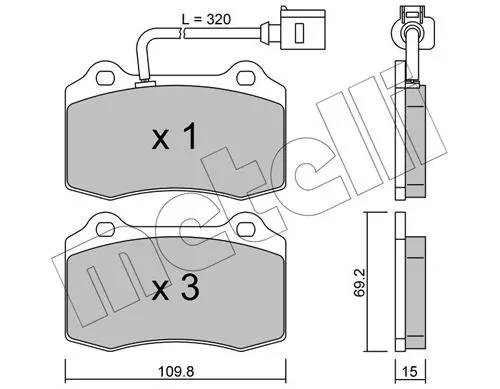 Brake Pad Set, disc brake METELLI 22-0251-4)