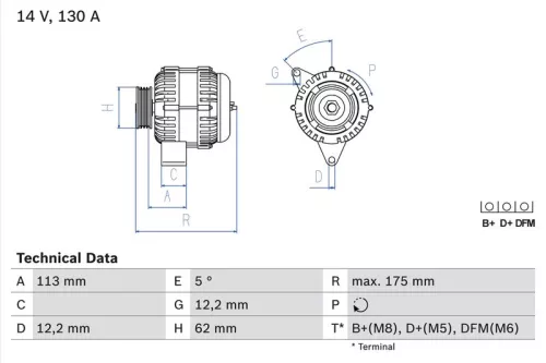 Alternator BOSCH 0 986 048 801)