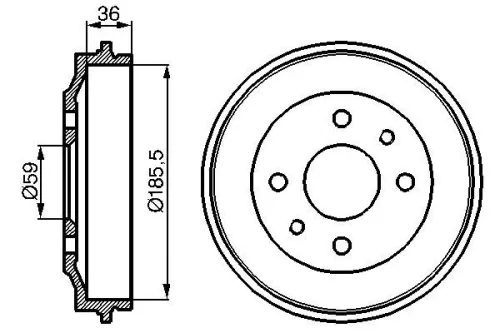 Brake Drum BOSCH 0 986 477 055)
