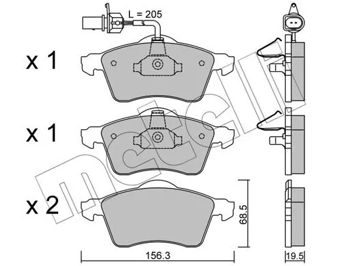 Brake Pad Set, disc brake METELLI 22-0263-1)