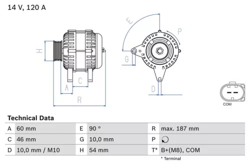 Alternator BOSCH 0 986 080 350)