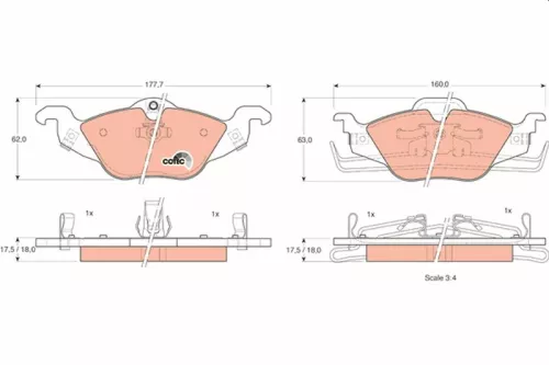 Brake Pad Set, disc brake TRW GDB1351)