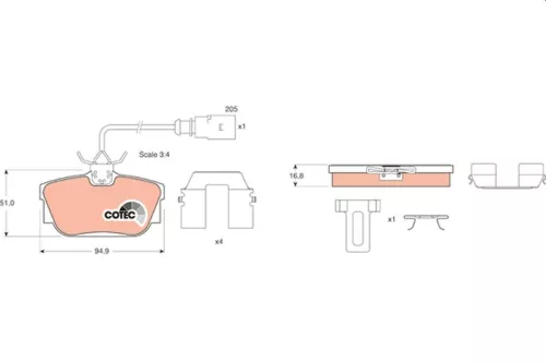 Brake Pad Set, disc brake TRW GDB1369)