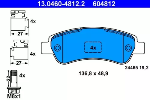 Brake Pad Set, disc brake ATE 13.0460-4812.2)