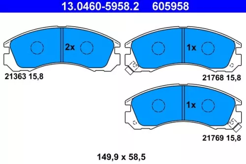 Brake Pad Set, disc brake ATE 13.0460-5958.2)
