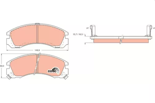 Brake Pad Set, disc brake TRW GDB1126)