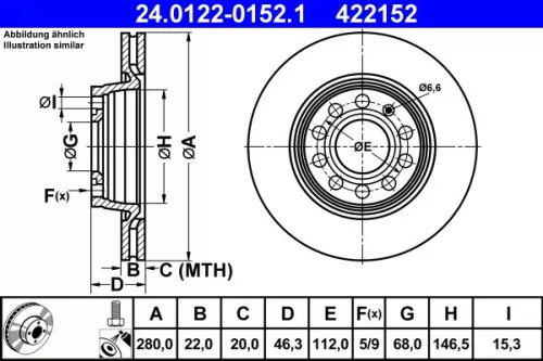 Brake Disc ATE 24.0122-0152.1)