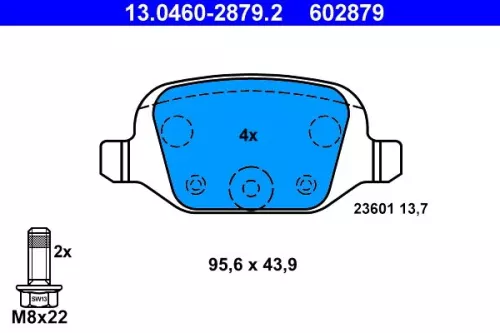 Brake Pad Set, disc brake ATE 13.0460-2879.2)