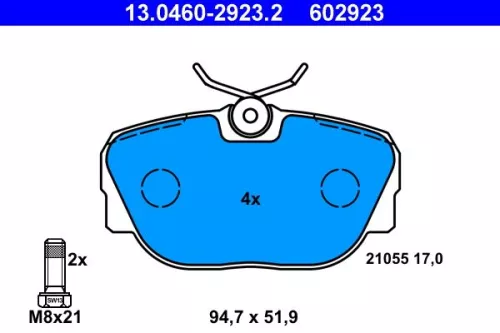 Brake Pad Set, disc brake ATE 13.0460-2923.2)