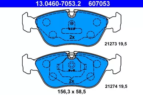 Brake Pad Set, disc brake ATE 13.0460-7053.2)