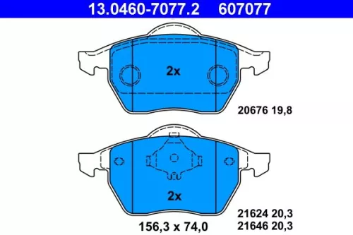 Brake Pad Set, disc brake ATE 13.0460-7077.2)