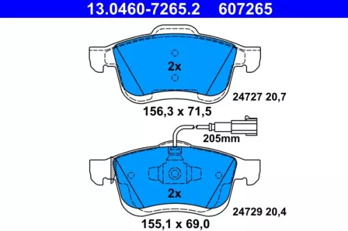 Brake Pad Set, disc brake ATE 13.0460-7265.2)