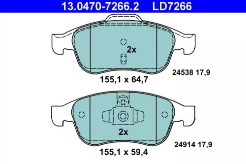 Brake Pad Set, disc brake ATE 13.0470-7266.2)