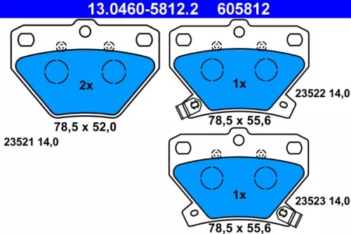 Brake Pad Set, disc brake ATE 13.0460-5812.2)