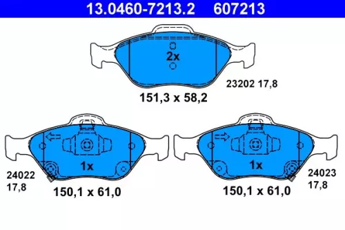 Brake Pad Set, disc brake ATE 13.0460-7213.2)