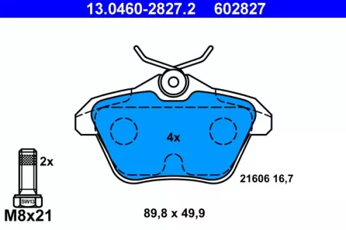 Brake Pad Set, disc brake ATE 13.0460-2827.2)