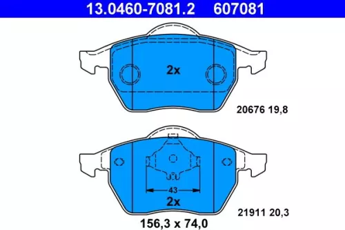 Brake Pad Set, disc brake ATE 13.0460-7081.2)