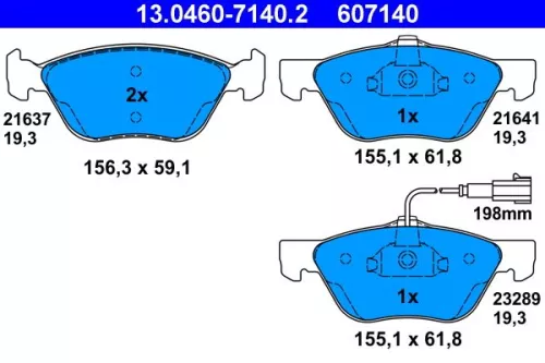 Brake Pad Set, disc brake ATE 13.0460-7140.2)