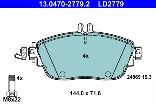 Brake Pad Set, disc brake ATE 13.0470-2779.2)