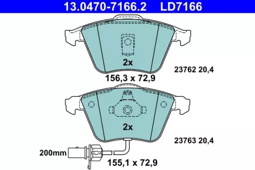 Brake Pad Set, disc brake ATE 13.0470-7166.2)