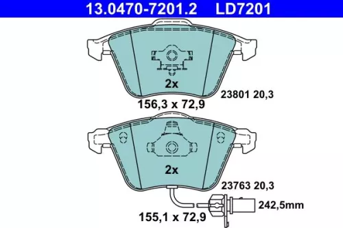 Brake Pad Set, disc brake ATE 13.0470-7201.2)