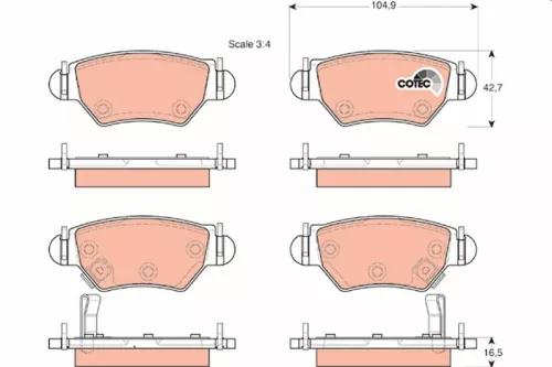 Brake Pad Set, disc brake TRW GDB1471)