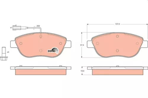 Brake Pad Set, disc brake TRW GDB1483)