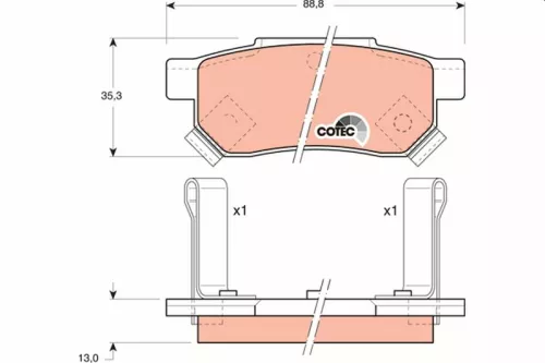 Brake Pad Set, disc brake TRW GDB499)