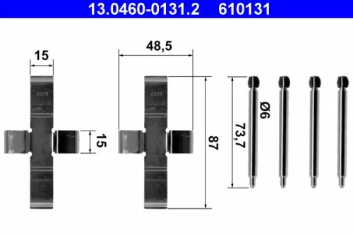Accessory Kit, disc brake pad ATE 13.0460-0131.2)