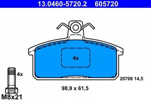 Brake Pad Set, disc brake ATE 13.0460-5720.2)