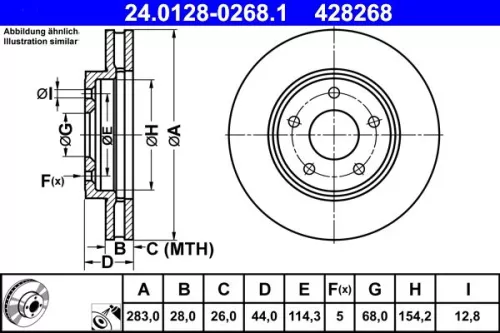 Brake Disc ATE 24.0128-0268.1)