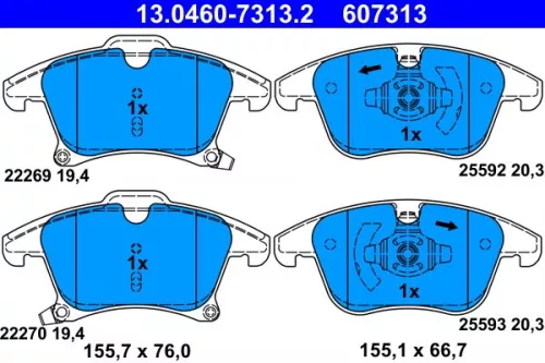 Brake Pad Set, disc brake ATE 13.0460-7313.2)
