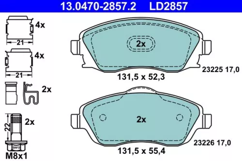 Brake Pad Set, disc brake ATE 13.0470-2857.2)