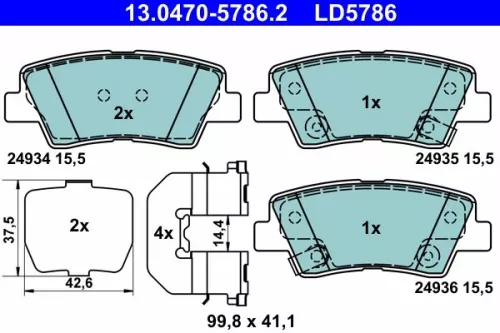 Brake Pad Set, disc brake ATE 13.0470-5786.2)