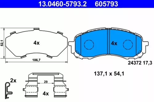 Brake Pad Set, disc brake ATE 13.0460-5793.2)