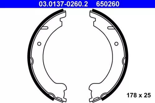 Brake Shoe Set, parking brake ATE 03.0137-0260.2)