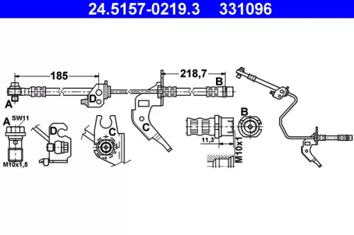 Brake Hose ATE 24.5157-0219.3)