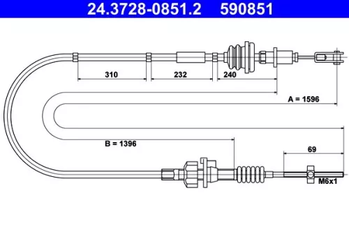 Cable Pull, clutch control ATE 24.3728-0851.2)