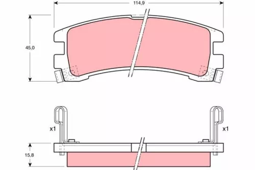 Brake Pad Set, disc brake TRW GDB1018)