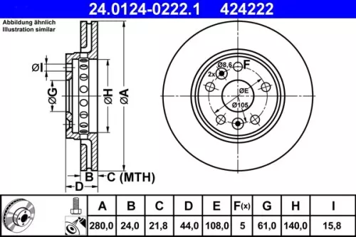 Brake Disc ATE 24.0124-0222.1)