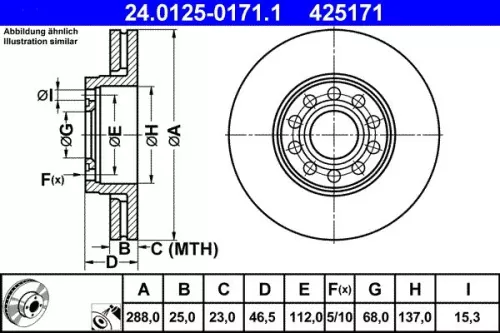 Brake Disc ATE 24.0125-0171.1)