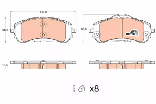 Brake Pad Set, disc brake TRW GDB2044)