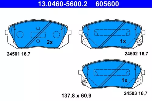 Brake Pad Set, disc brake ATE 13.0460-5600.2)