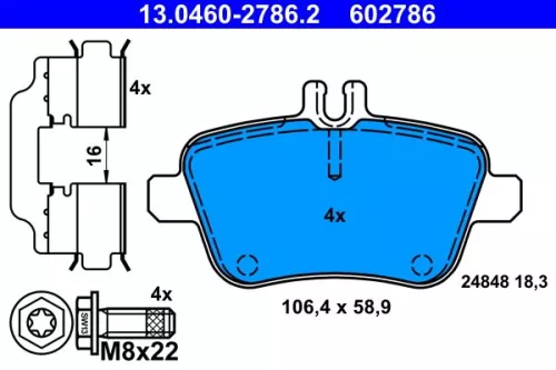 Brake Pad Set, disc brake ATE 13.0460-2786.2)