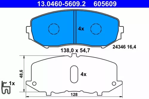 Brake Pad Set, disc brake ATE 13.0460-5609.2)