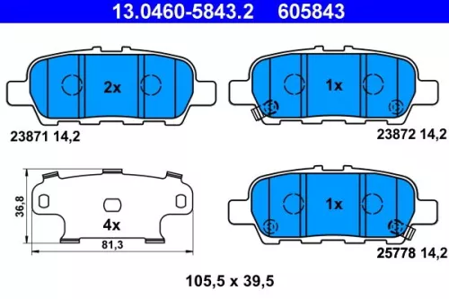 Brake Pad Set, disc brake ATE 13.0460-5843.2)
