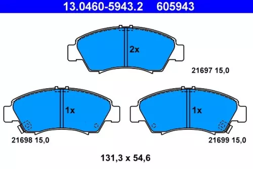 Brake Pad Set, disc brake ATE 13.0460-5943.2)