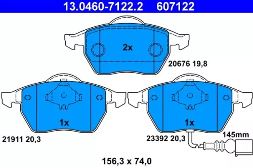 Brake Pad Set, disc brake ATE 13.0460-7122.2)