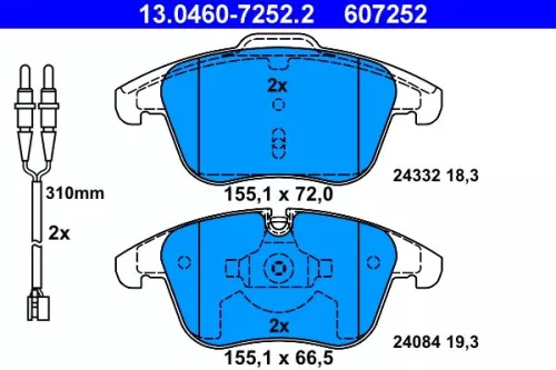 Brake Pad Set, disc brake ATE 13.0460-7252.2)